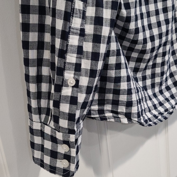 BLOUSE: Black/White Check Button Down Blouse - Picture 8 of 8